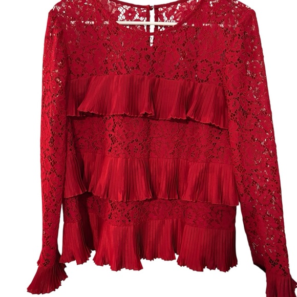 J. Crew Red Lace Ruffle Top NWT #Christmas - Picture 5 of 14